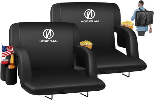 PNKKODW 25" 2PCS Stadium Seats for Bleachers with Back Support, Half-fold Portable Bleacher Chairs with Back and Cushion, 600D Waterproof Reclining Extra Wide Bleacher Seat for Outdoor Sports