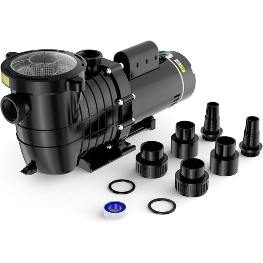 PNKKODW Pool Pump Above Ground/Inground, Powerful Selfpriming Pool Pumps for 15,000-31,000 Gallons Pools, Dual Voltage Swimming Pool Pump with Strainer Basket & Drain Plug (Dual Speed 2HP)