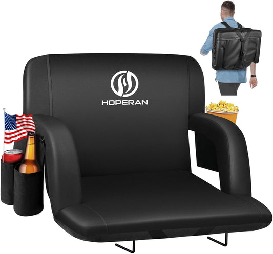 PNKKODW 25" Stadium Seats for Bleachers with Back Support, Half-fold Portable Bleacher Chairs with Back and Cushion, 600D Waterproof Reclining Extra Wide Bleacher Seat for Outdoor Sports